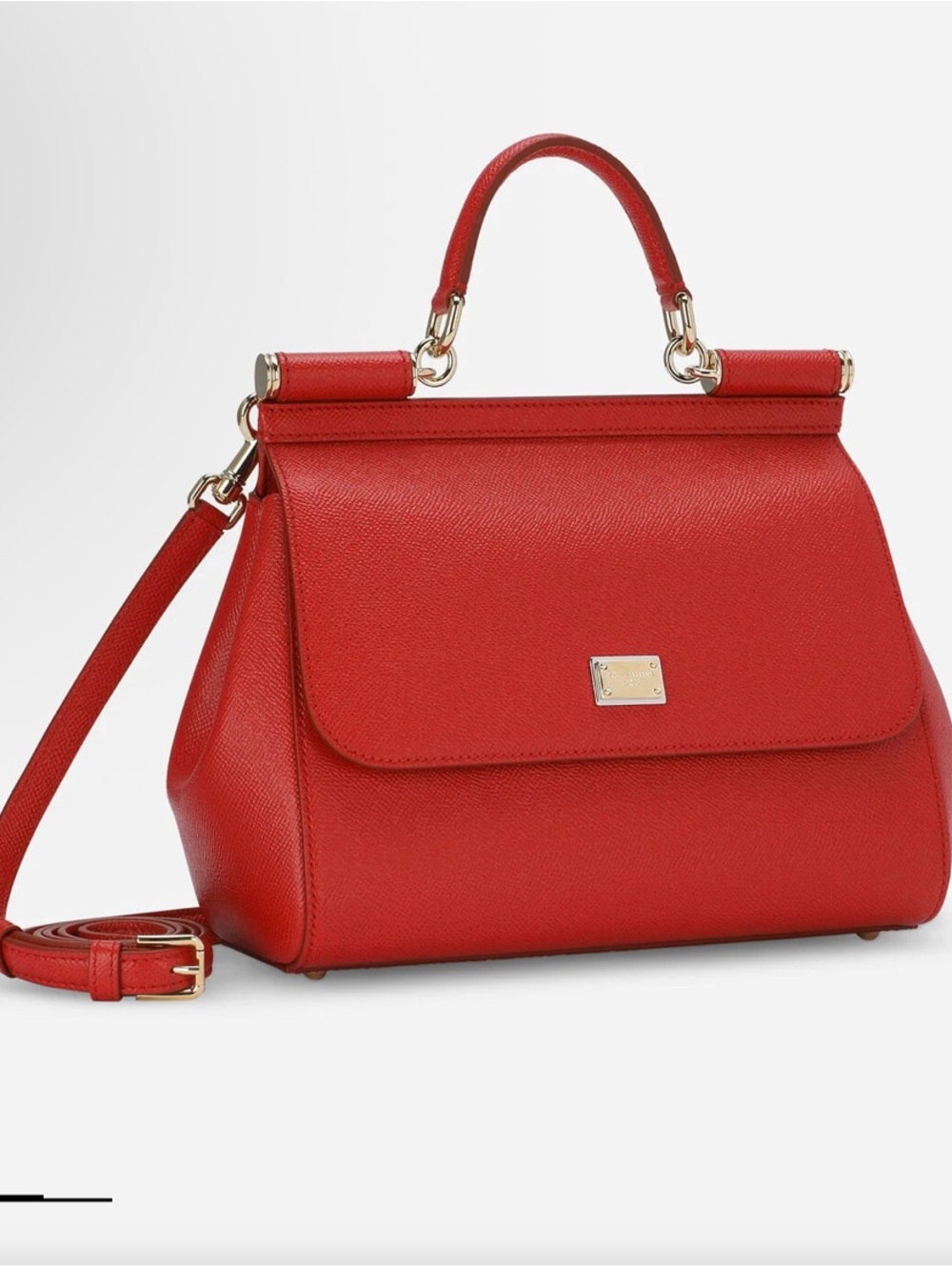 Dolce & Gabbana Red Sicily Structured Top-Handle Satchel